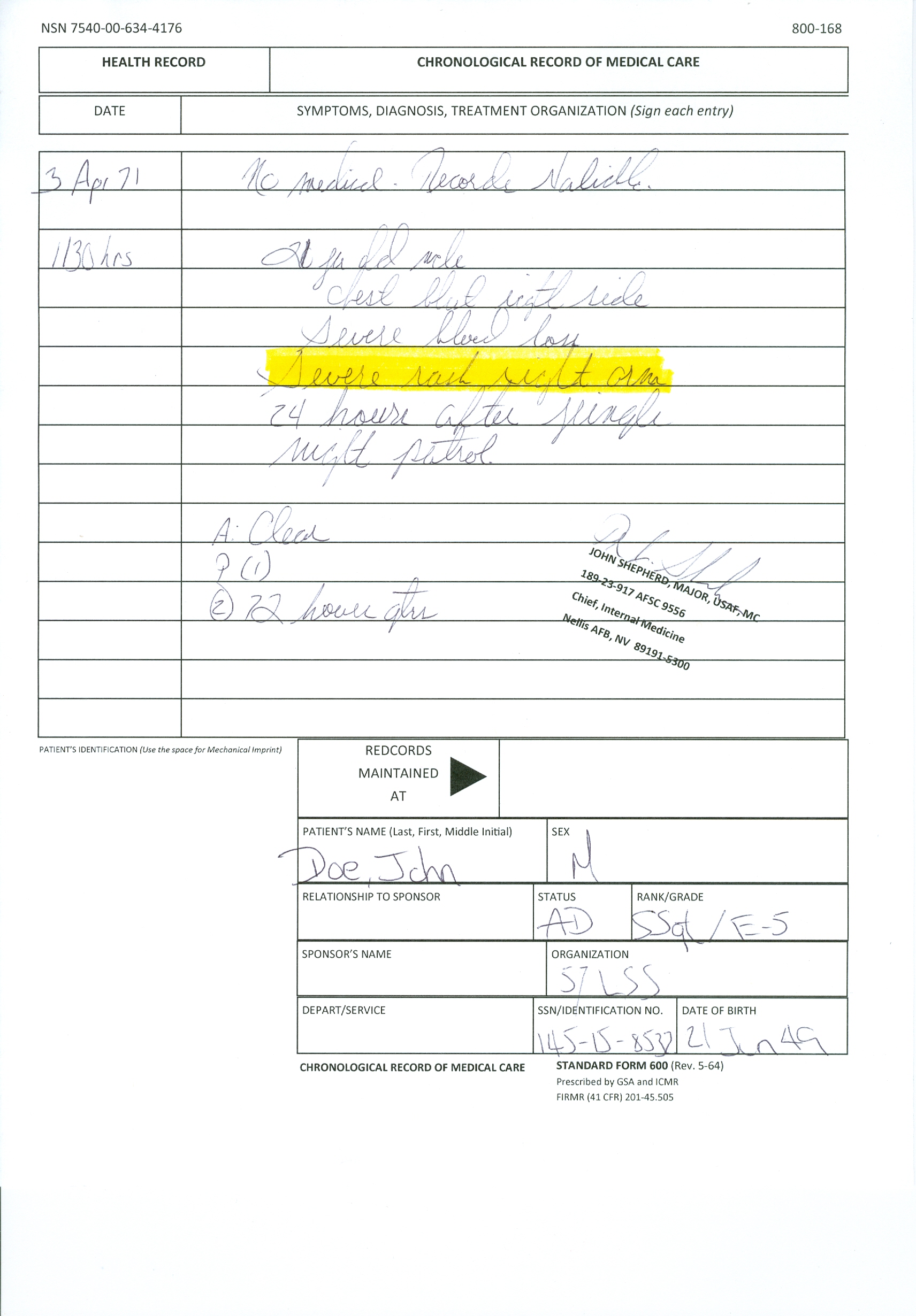 Medical Record Example
